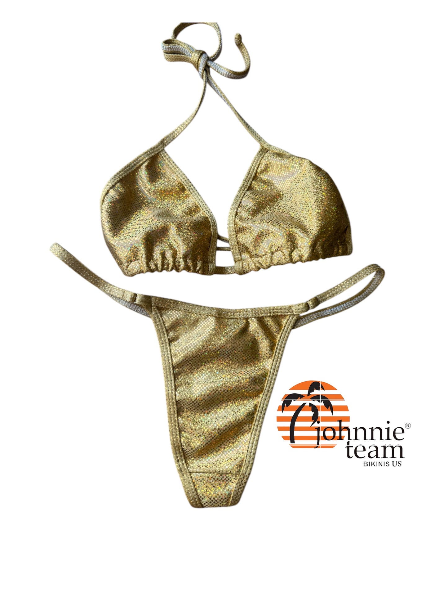 Bikini AI. Metallic with multicolor sparkles